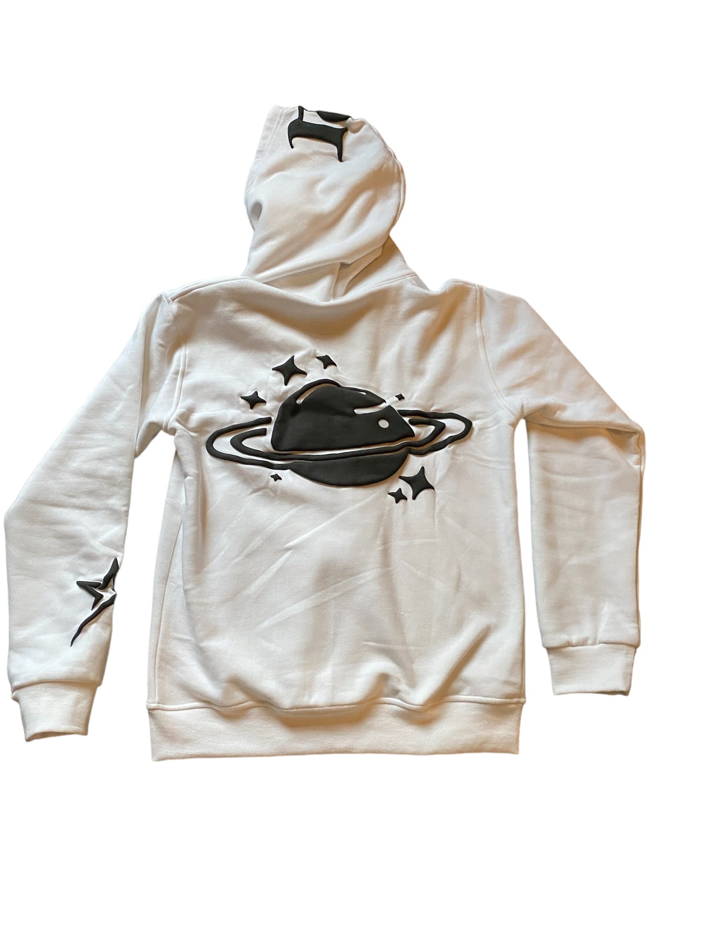 White Aztro zip Hoodie